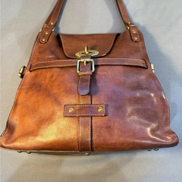 Vintage Paolo Masi  Leather  Large Brown Made In  Italy Purse Bag  Satchel - Picture 2 of 16